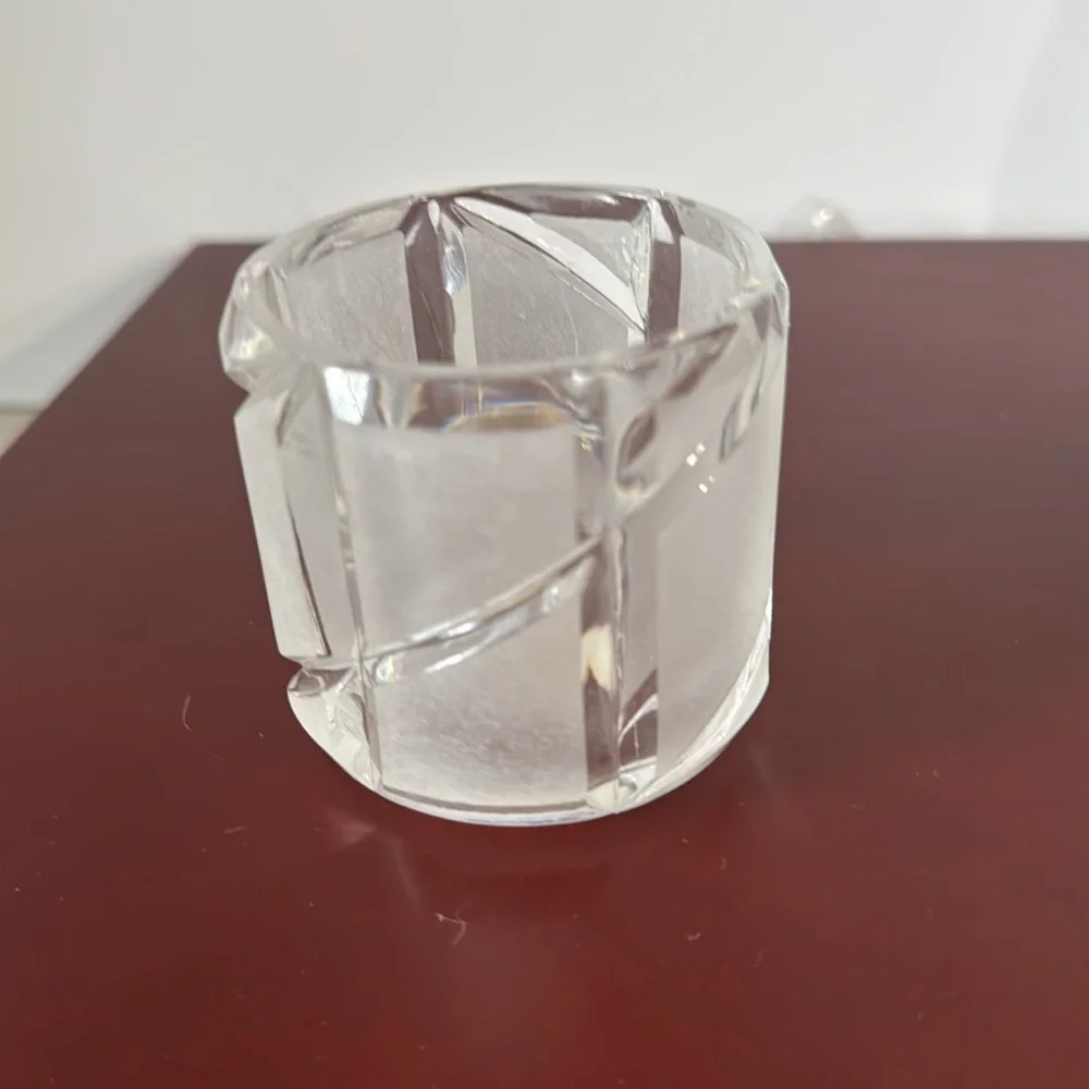 Vintage Pair of Frosted 24% Lead Crystal Votive / Tea Light Candle Holders-USA